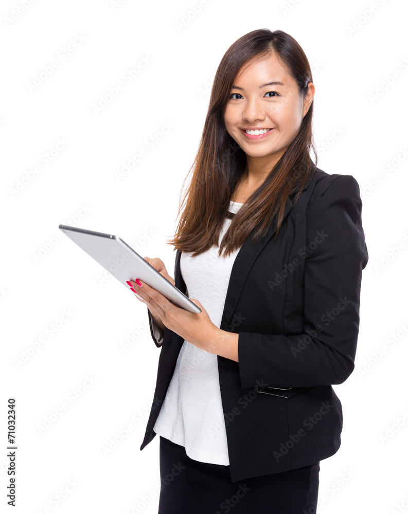 Asian businesswoman use of tablet Asian businesswoman use of tablet