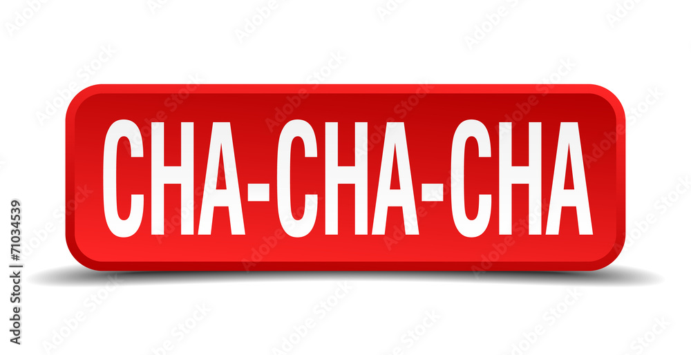 cha cha red 3d square button on white background cha cha red 3d square button on white background