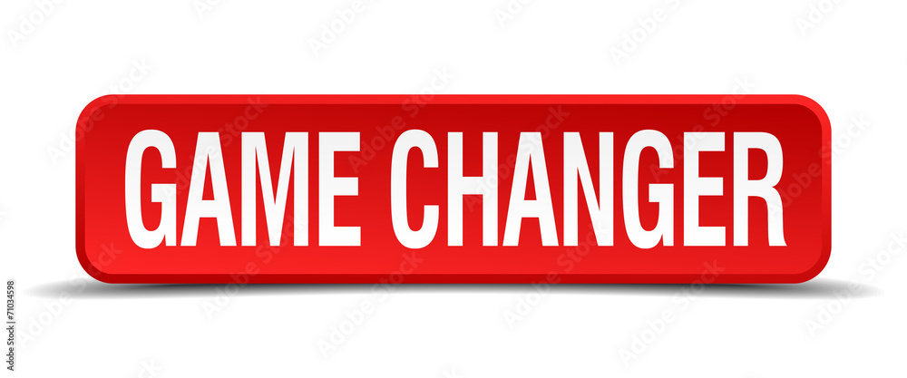 game changer red 3d square button on white background game changer red 3d square button on white background