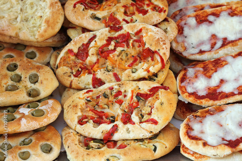 Obraz na plátně italian pizza snacks on market