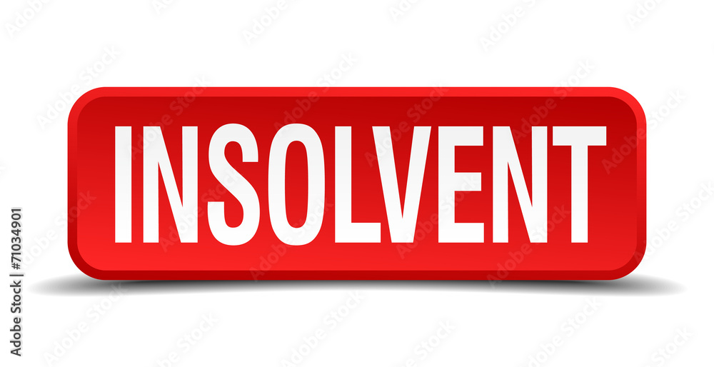 Insolvent red 3d square button on white background Insolvent red 3d square button on white background