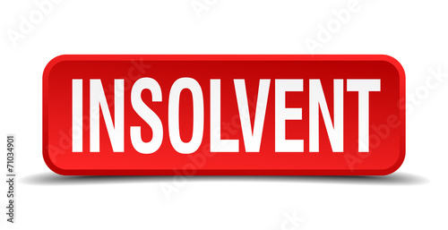 Insolvent red 3d square button on white background