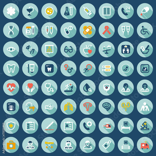 Health flat icons in a circle