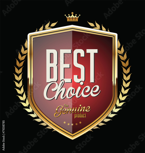 Golden shield with laurel wreath