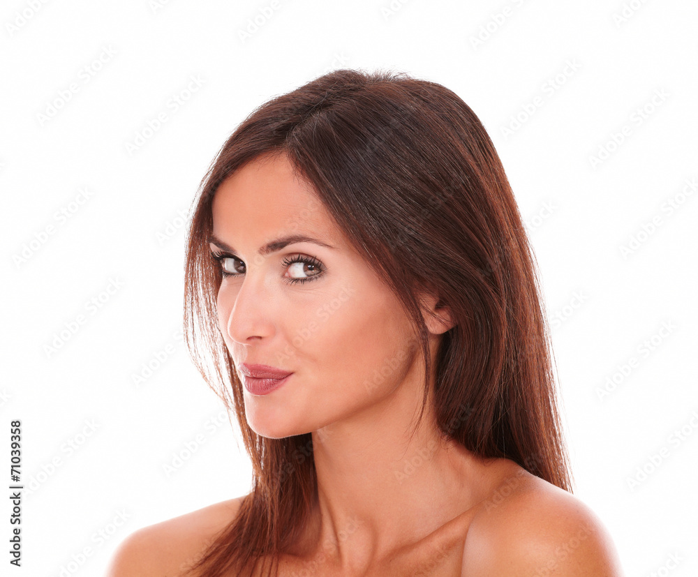 Pretty hispanic female looking at camera Pretty hispanic female looking at camera