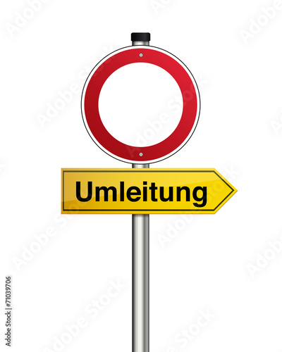 Umleitung, Durchfahrt verboten Schild photo