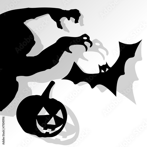 Halloween Schatten Fledermaus Kürbis schwarz