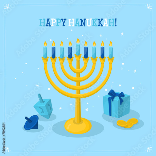 Jewish Holiday Hanukkah greeting card design