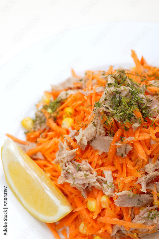 Carrots witn tuna corn beans lemon seasoning Carrots witn tuna corn beans lemon seasoning