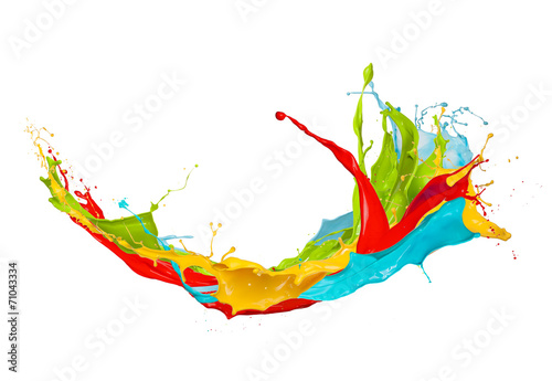 Colored splashes on white background