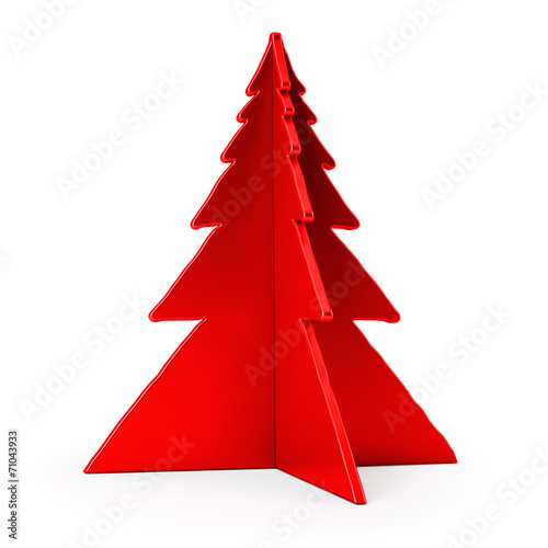 Red Christmas Tree Isolated on White
