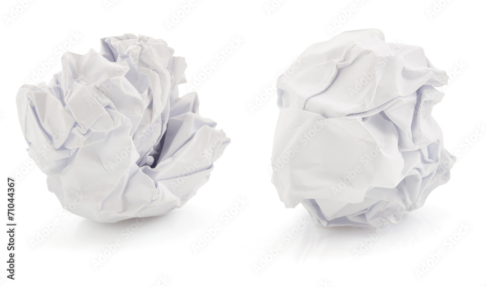 crumpled paper ball on white