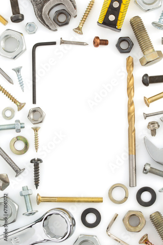 hardware tools on white