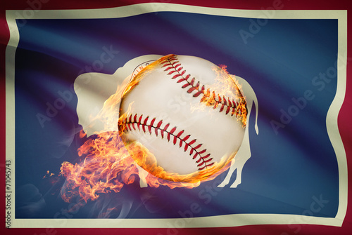 Baseball ball with flag on background series - Wyoming photo