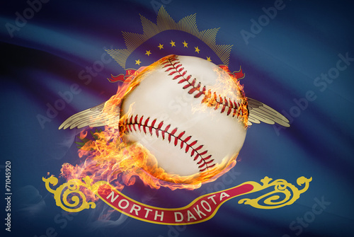 Baseball ball with flag on background series - North Dakota