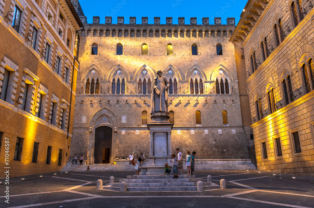 Historic Square at Sunset in Siena, Italy