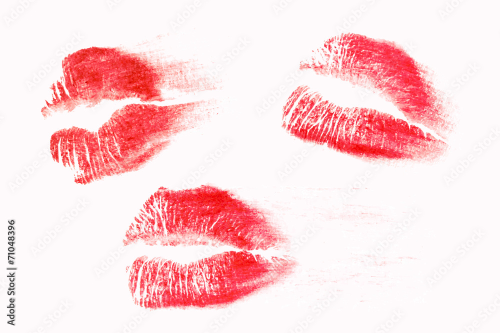 Blurred trace of the kiss . - obrazy, fototapety, plakaty 