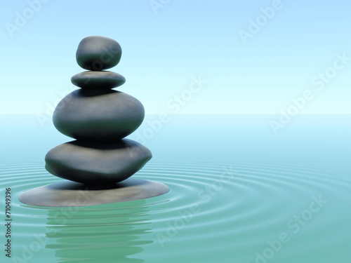 Stones on water in zen style