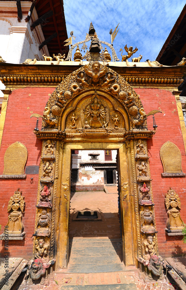 The Golden Gate in the Durbar square. Bhaktapur, Kathmandu Nepal