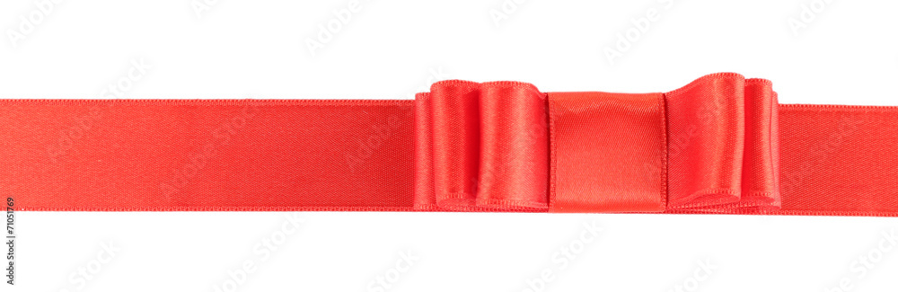 Red ribbon and red bow isolated on white Red ribbon and red bow isolated on white