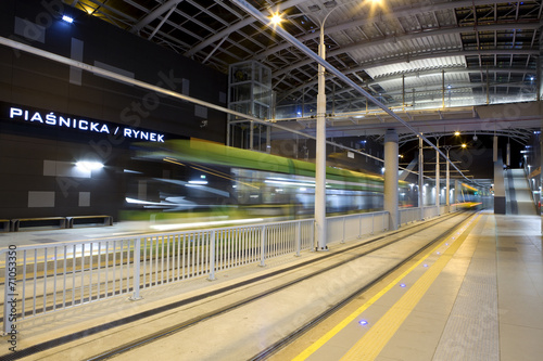 New tram line in tunnel in Poznan, Poland