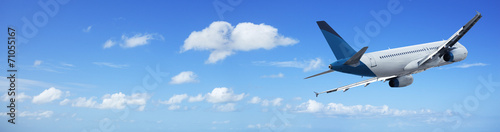 Jet cruising in a blue sky