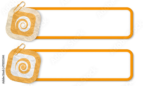 yellow frames with texture crumpled paper and spiral
