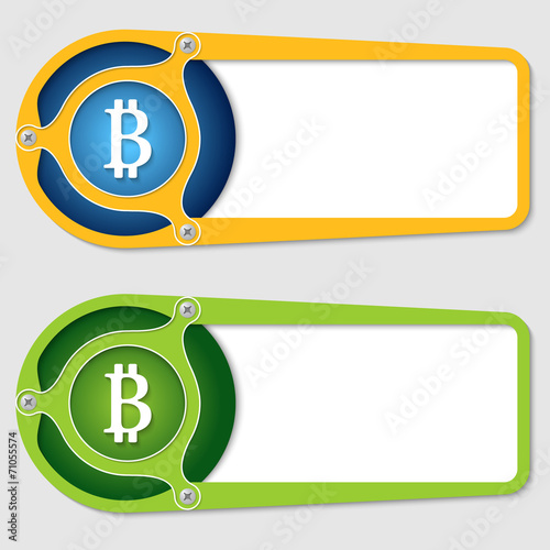 set of two boxes for entering text with bit coin symbol