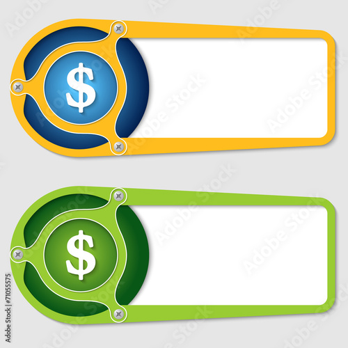 set of two boxes for entering text with dollar symbol