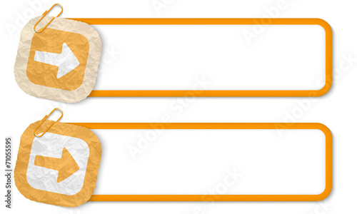 yellow frames with texture crumpled paper and arrow