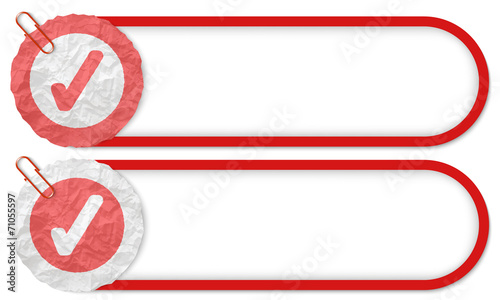 two buttons with texture crumpled paper and check box