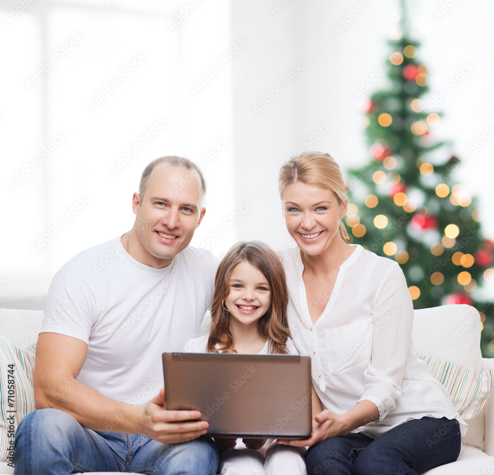 happy family with laptop computer happy family with laptop computer
