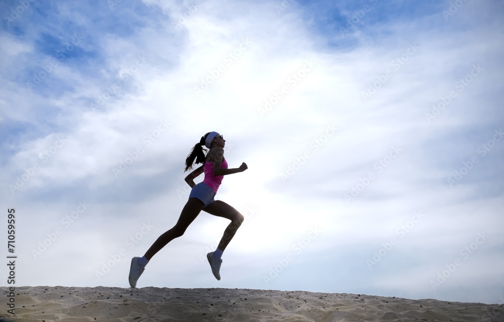 Silhouette of a girl runner effect films