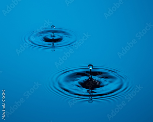 Two water drops on a calm surface