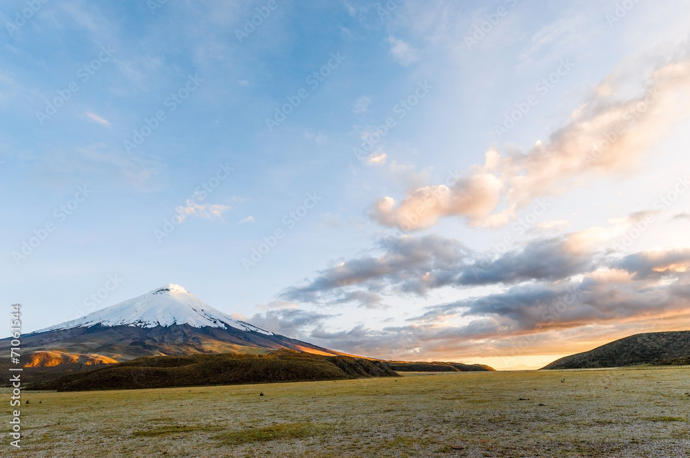 Sunset on the mighty Cotopaxi Volcano