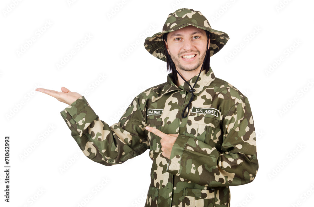 Funny soldier in military concept Funny soldier in military concept