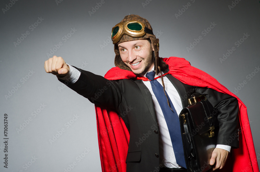 Superman concept with man in red cover Superman concept with man in red cover