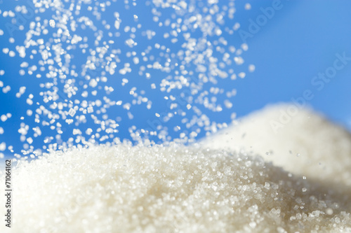 Photos sugar on a blue background