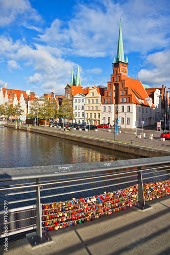 Skyline of Lubeck old town, Germany photo