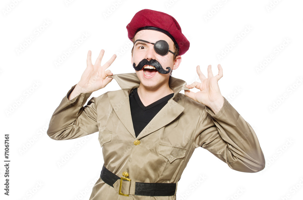 Funny soldier in military concept Funny soldier in military concept