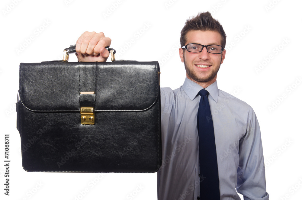Funny young businessman isolated on white Funny young businessman isolated on white