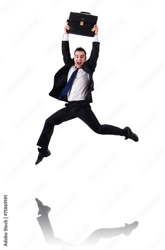 Jumping businessman isolated on the white Jumping businessman isolated on the white