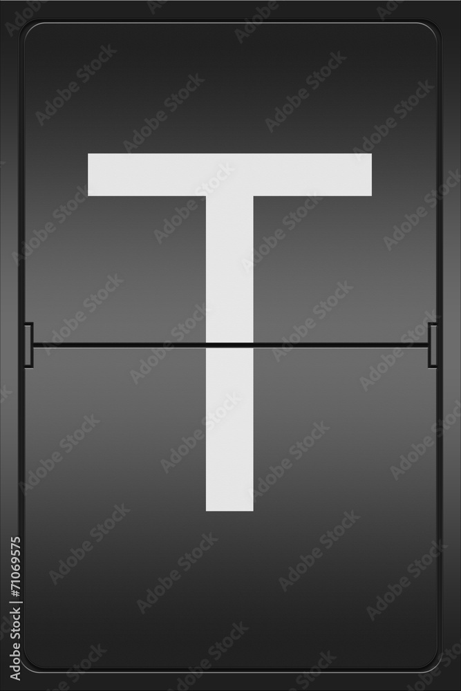 Letter T on a mechanical leter indicator Letter T on a mechanical leter indicator