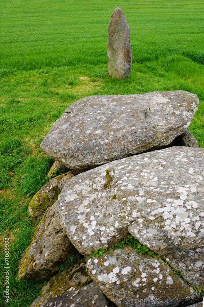Dolmen und Menhir bei Moelan-sur-Mer in der Bretagne