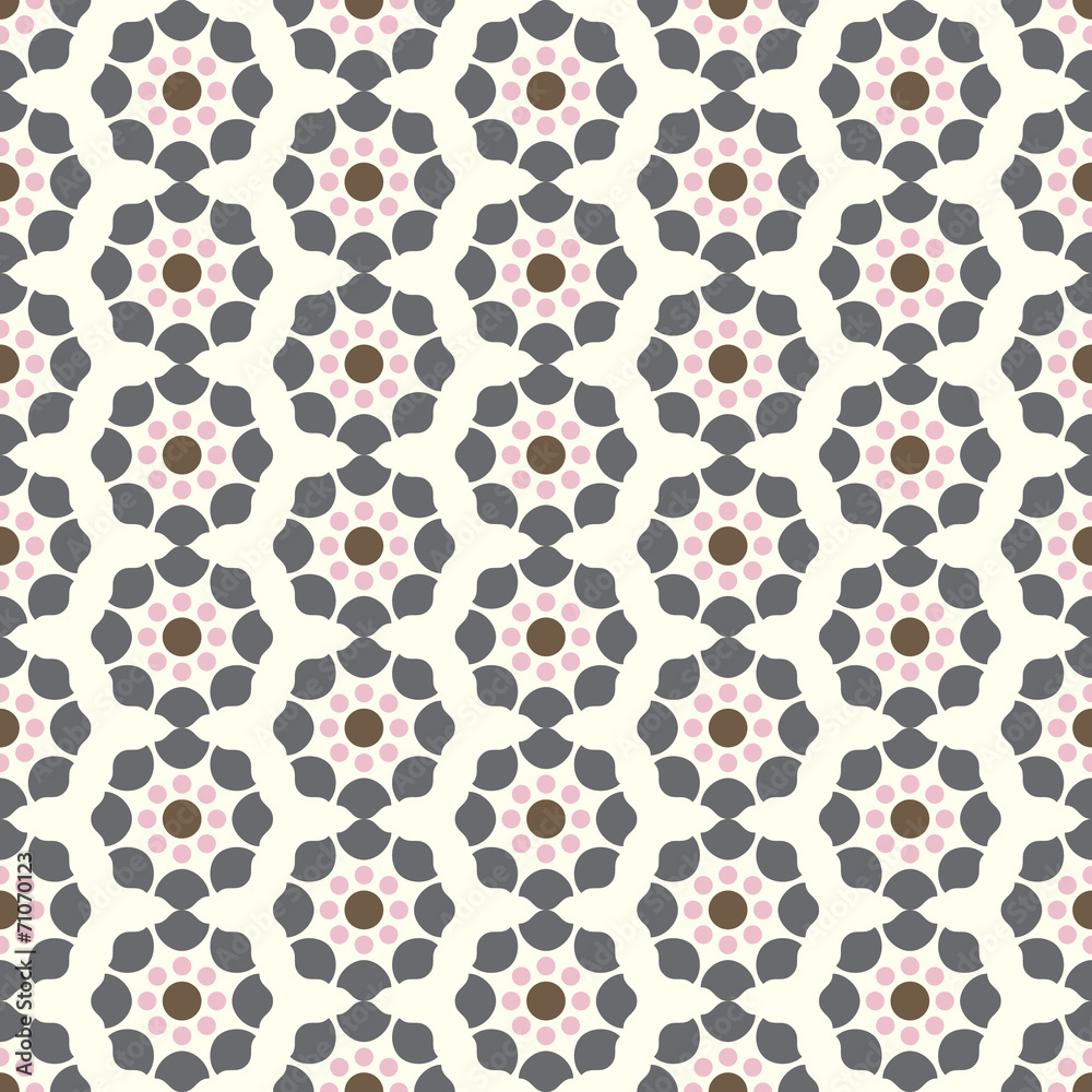Gray Retro and Modern Flower Pattern on Pastel Background Gray Retro and Modern Flower Pattern on Pastel Background