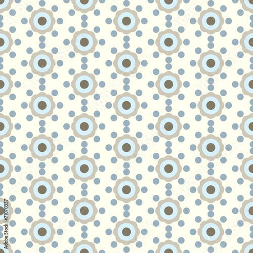 Blue Vintage Flower and Circle Pattern on Pastel Color