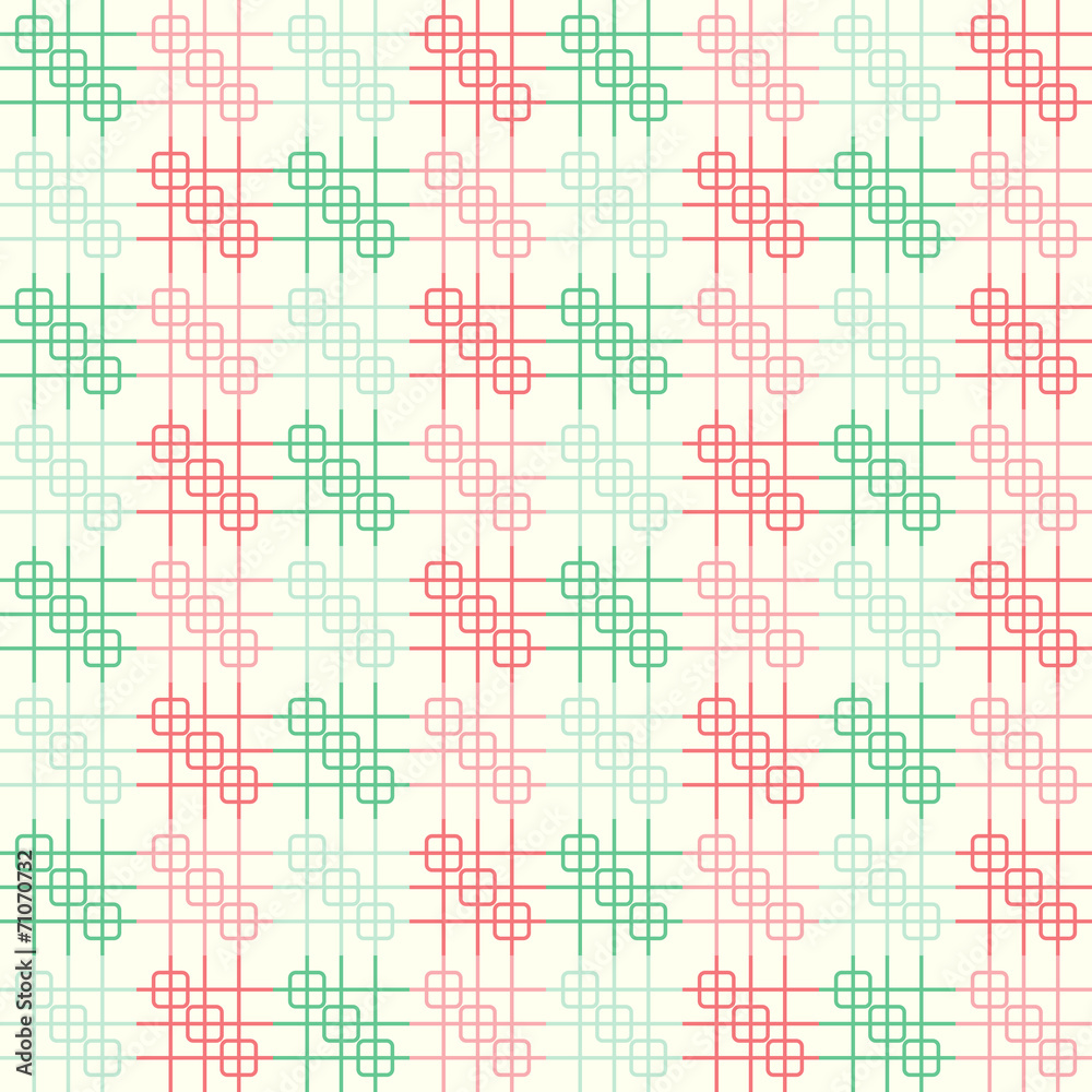 Red and Green Rounded Corner and Line Pattern on Pastel Backgrou