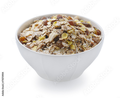 pile of muesli isolated on white background