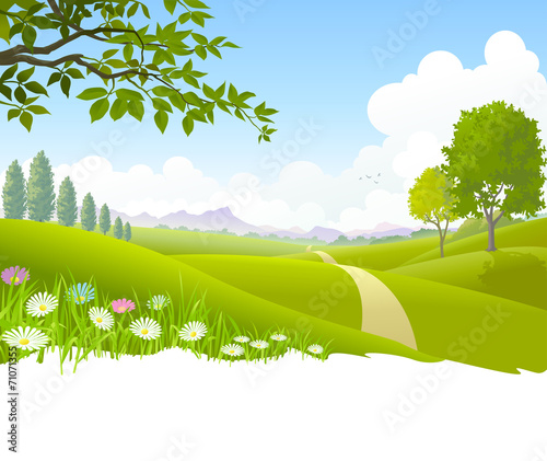 heavenly landscape with lush green fields