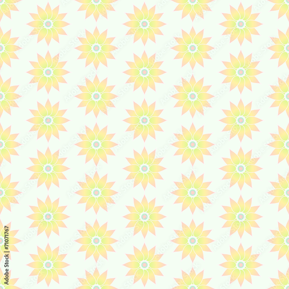 Orange Retro Flower Seamless Pattern on Pastel Background Orange Retro Flower Seamless Pattern on Pastel Background